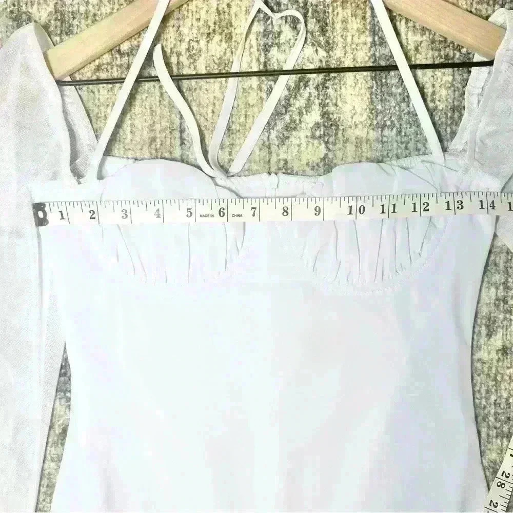 NWT Princess Polly | Dyer Sheer Sleeve White Mini Dress Low Impact | Size US 2 - Picture 14 of 16